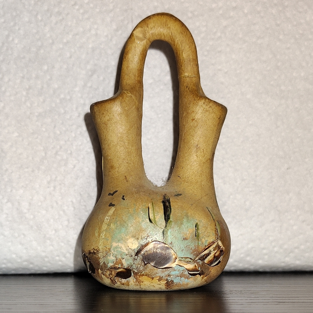 Mexican Wedding Vase Unglazed 4” Tall Artist Tasso Signed #66